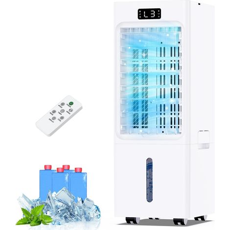 Climatiseur Mobile 4 en 1, Rafraîchisseur d'Air avec Minuterie 1-12H, 3 Vitesses 4 Modes, Réservoir 6L, Télécommande, Portable, pour Chambre, Salon, Bureau et Maison (1/5)
