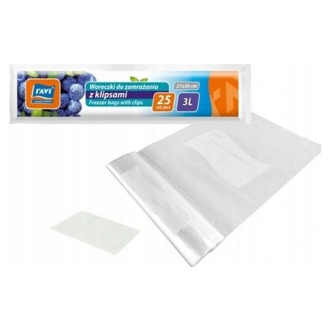 Sacchetti per congelatore con clip, 3 litri, 25 pezzi