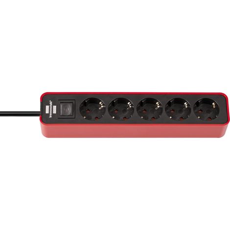 Base múltiple Ecolor roja y negra con diseño compacto (4 tomas)  BRENNENSTUHL 1153240070