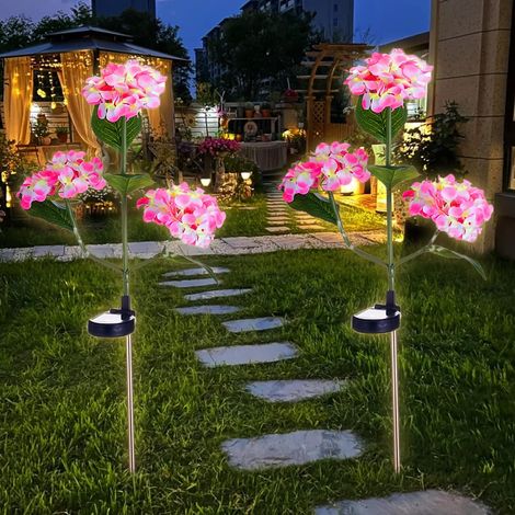 2er-Set Solar-Blumenlichter für den Außenbereich, wasserdicht IP65, Solar-Blumenlichter, dekorative Solarbeleuchtung für Garten, Balkon, Terrasse und Wege (A) (1/5)