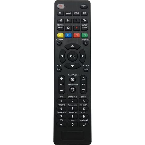 Télécommande universelle de remplacement pour téléviseurs intelligents Samsung, Sony, Philips, Panasonic, TCL, Sharp, Hitachi, Vizio, TCL, Toshiba et Hisense. Facile à installer. (1/5)