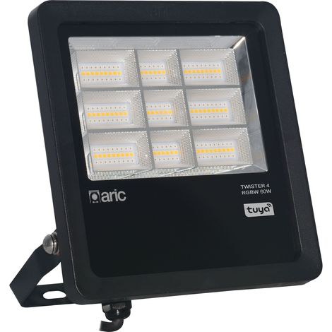 Projecteur TWISTER 4 TUYA LED 60W RGB + Blanc 4000K 7000lm 50000h corps alu noir ARIC 51733 (1/4)
