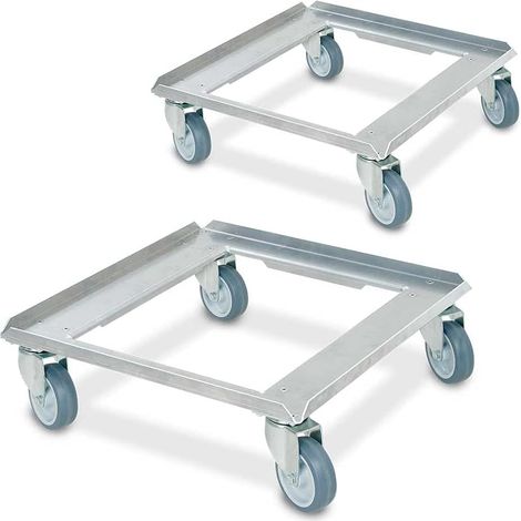 BRB Aluroller für Spülkörbe 500x500 mm, graue Gummiräder, offen, Tragkraft 250 kg