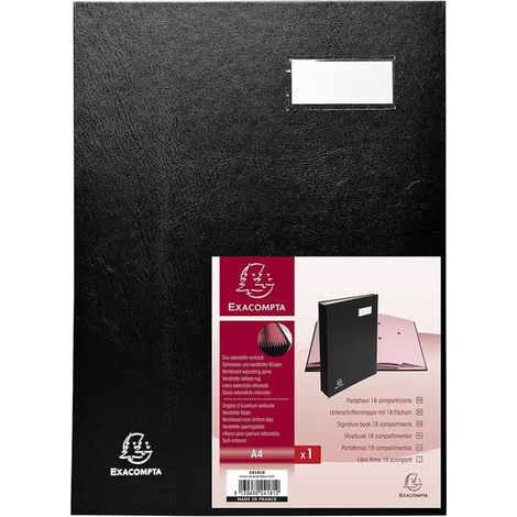 Parapheur - Exacompta - 24181E - 18 Compartiments - Couverture en Carton Plastifié - Noir (1/5)