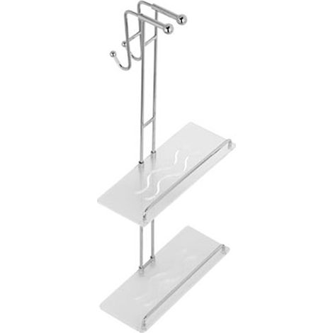 Mensola doccia con appendi abiti in ottone cromato da appendere senza forare - accessori bagno