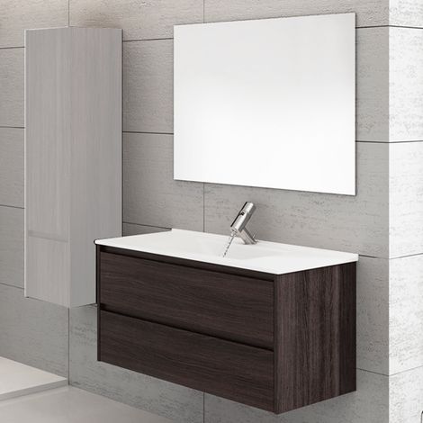 Mueble de baño suspendido Ibiza con lavabo y espejo. Se envía montado 70CM Roble Sinatra