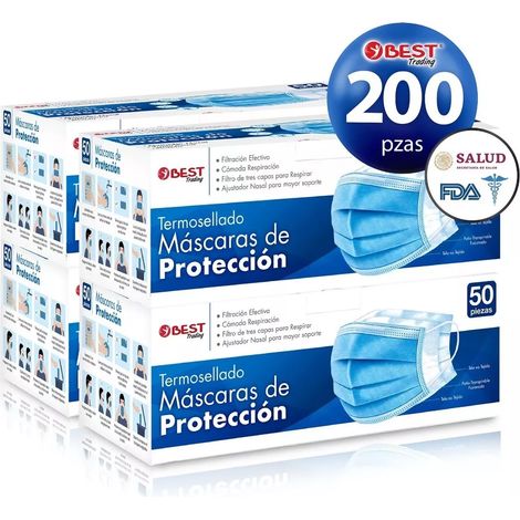 200 Cubrebocas Tricapa, Mascarilla Termosellado, Tapabocas (1/5)
