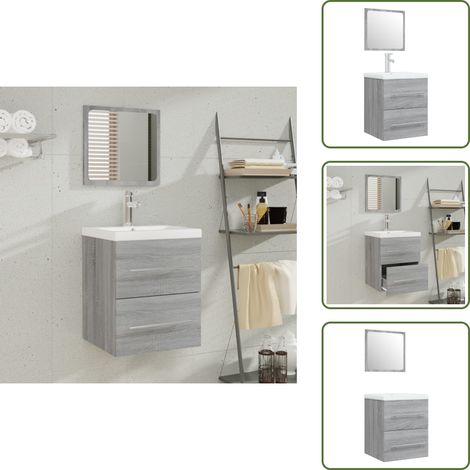 Almacenamiento de baño - vidaXL Mueble de baño con lavabo madera contrachapada gris Sonoma - Mueble de baño con lavabo