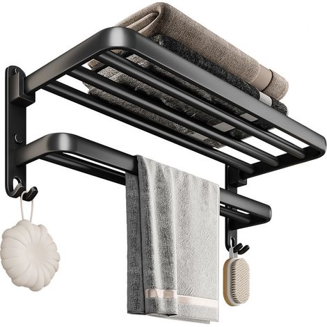 Étagère de salle de bain sans perçage, porte-serviettes en aluminium, rangement WC, porte-serviettes de bain, accessoires de salle de bain