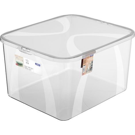 Rotho Aufbewahrungsbox Lona mit Deckel 41,3 x 34,8 cm 25 L transparent Aufbewahrungsbox