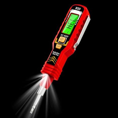 Stylo Testeur de Tension,Détecteur d'Électricité à Double Tête - Appareil de Mesure Autonome avec LED et Détecteur de Disjoncteur pour Vérification