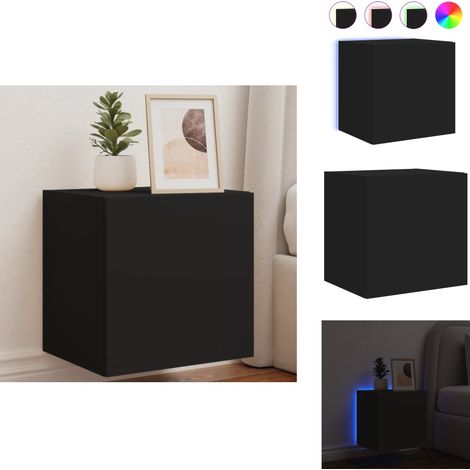 Meuble TV mural avec lumières LED noir 40,5x35x40 cm - Meuble Tv Mural - Armoire Tv - Éclairage Led Rgb - Rangement Mural - Design Moderne (1/5)