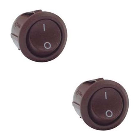 2x Interrupteur mécanique à bascule rond R13 230V 4A Bipolaire ON OFF Automatisation Commutateur bandeau LED cuisine salle de bain, marron foncé (1/2)