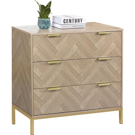 Commode, Armoire, Meuble de Rangement, Chiffonnier avec 3 Tiroirs, 80 x 40 x 75 cm pour Chambre à Coucher, Salon, Couloir, Couleur Bois (1/5)