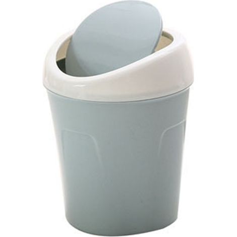 Poubelle de bureau plastique bleu avec couvercle basculant, compacte et multifonctionnelle pour maison et bureau (1/5)