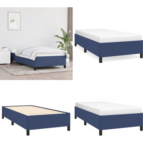 Bettgestell ohne Matratze Blau 100x200 cm Stoff - Bettes Gestell - Doppelbett - Blau - Holzrahmen - Lattenrost - Home & Living (1/5)
