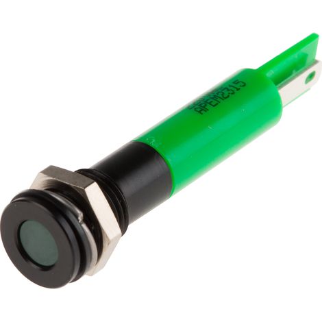 Voyant LED lumineux Vert RS PRO, dia. 8mm, 220V c.a., IP67 ( Prix pour 1 ) (1/2)
