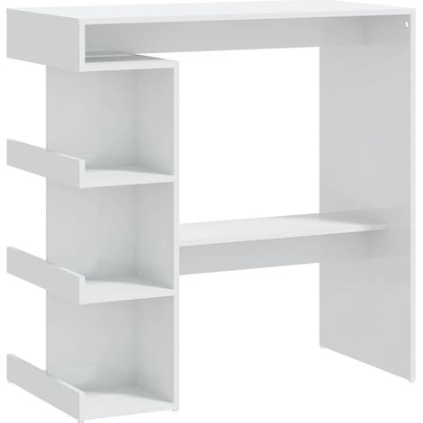 Maison Exclusive - Mesa bar con estante aglomerado blanco brillo (1/5)