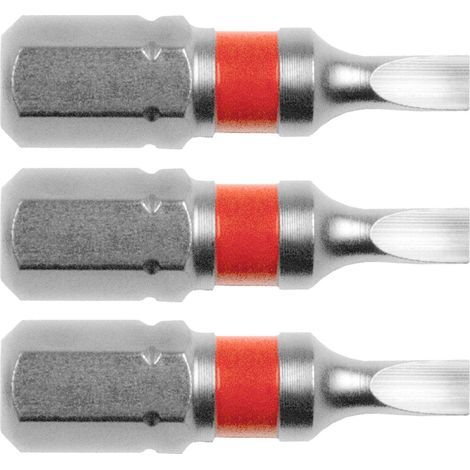 Jeu de 3 embouts plats FORTUM, 3 x 25 mm, S2 4741103 (1/2)