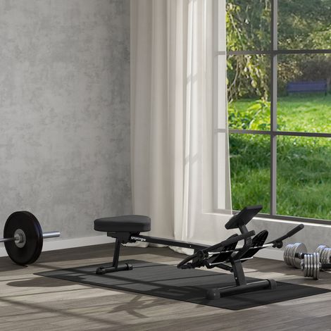 Máquina de remo hidráulica de 12 niveles con pantalla LCD, para entrenamiento cardiovascular en casa, carga máxima 130 kg, color negro.