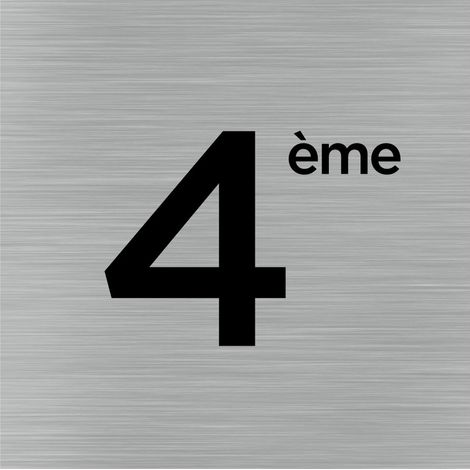 Signaletique.Biz France – Plaque de porte carré pictogramme 4ème étage 150 x 150 mm – Adhésif aluminium brossé – Signalétique moderne pour espaces professionnels (1/5)