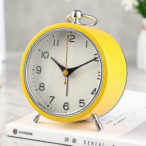 Veilleuse réveil de style rétro pour la décoration de la chambre, sans tic-tac, mouvement à quartz précis, couleurs vives, pendentif en métal, jaune F74. (1/5)