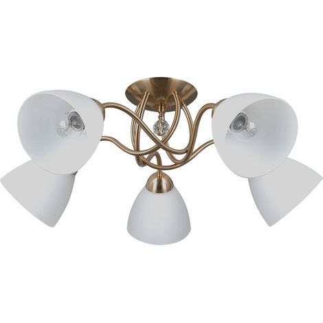 Plafonnier classique doré blanc 5 lumières E27 Italux