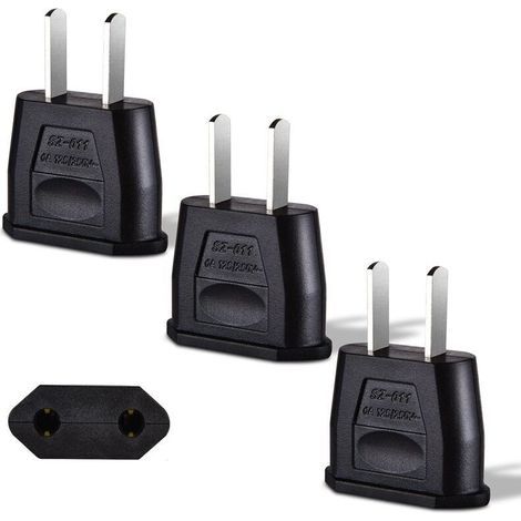 US-Steckeradapter, Reiseadapter 3 x Japan-Steckeradapter, Frankreich-zu-USA-Steckeradapter, Japan-Adapter für Europa, Kanada, Mexiko (Schwarz) (1/4)