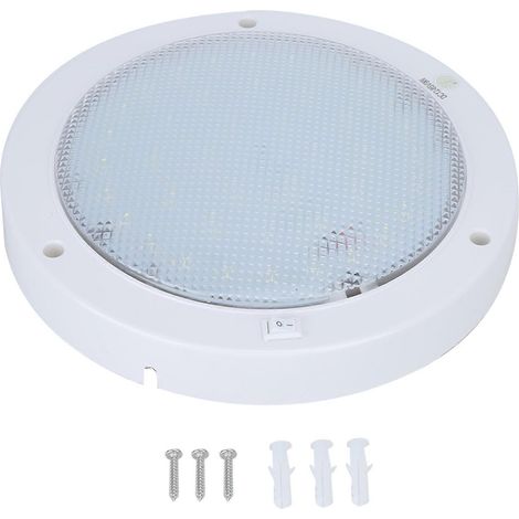 Plafonnier rond haute luminosité 42 LED 12 V 9 W 840 lm pour voiture, bateau et maison, lumière blanche chaude (1/4)