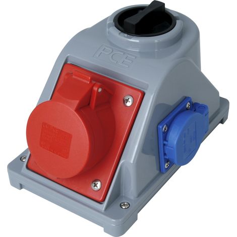 Kopp 107000000 - Presa combinata da parete CEE, 5 e 3 poli, con interruttore