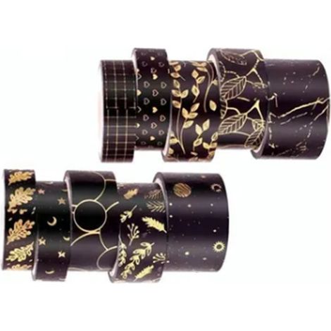Ensemble de 10 rouleaux de ruban adhésif washi noir, ruban décoratif large pour la création de carnets, d'albums photo et de journaux intimes. (1/5)