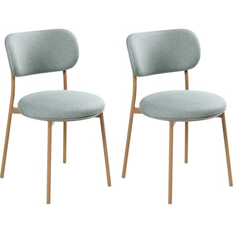 Set di 2 sedie senza braccioli con seduta imbottita e gambe in metallo per sala da pranzo e cucina, colore verde menta Casey (1/5)