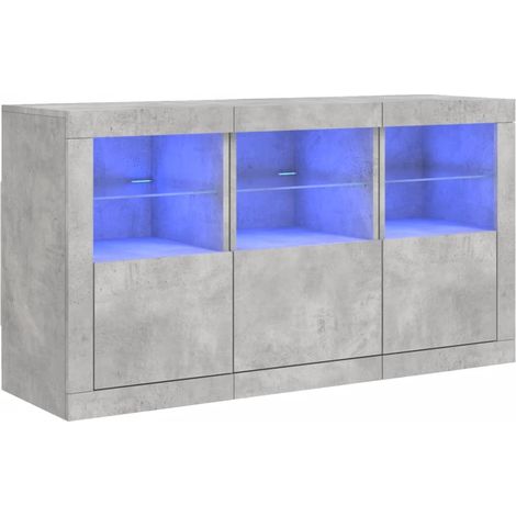 Credenza credenza cassettiera armadio portaoggetti organizer cucina soggiorno soggiorno con luci a LED 123 x 37 x 67 cm Grigio 020029974