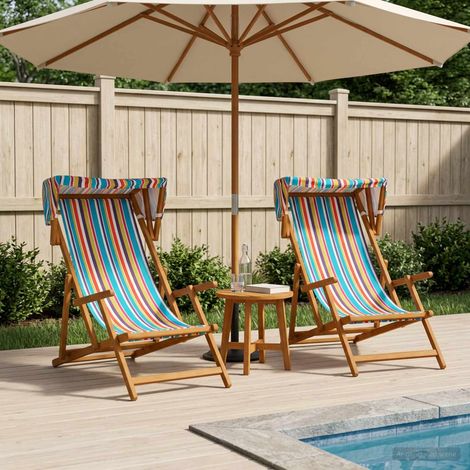 vidaXL Silla de terraza 2 pcs 3 Posición Madera de Eucalipto Maciza (1/5)