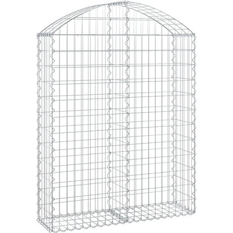 Cerca de jaula de gaviones Muro de contención arqueado 100 x 30 x 120/140 cm hierro galvanizado Plata 020039951
