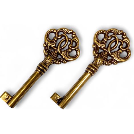 Chiavi per Mobili Armadi Antichi Universali Cassetti  OTTONE 2 pezzi BS0418 Patinè (1/5)