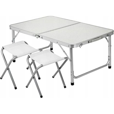 Mesa de camping  plegable ARES de aluminio Gris, medidas 70x60x50 cm (1/4)