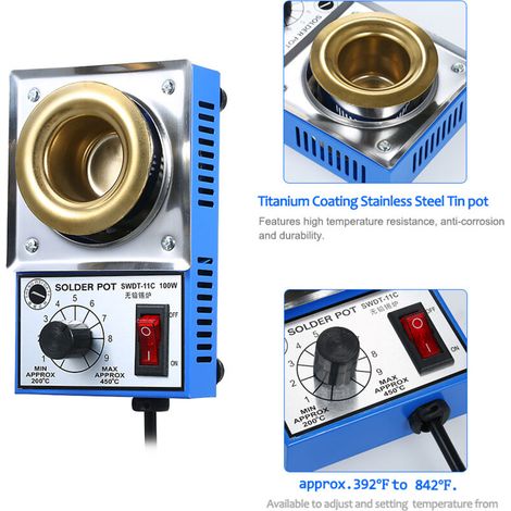 Pot à souder compact à température réglable 100 W 220 V 38 mm 250 g pour le soudage et le brasage (1/5)