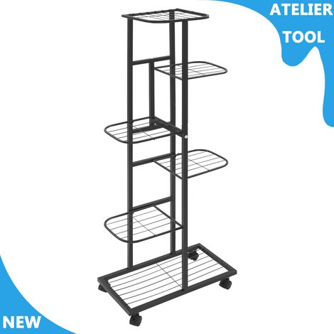 ATELIER Stand d'usine de 6 niveaux de 112cm avec roues Supporteur d'usine de fer Rack d'usine avec 4 roues (1/5)