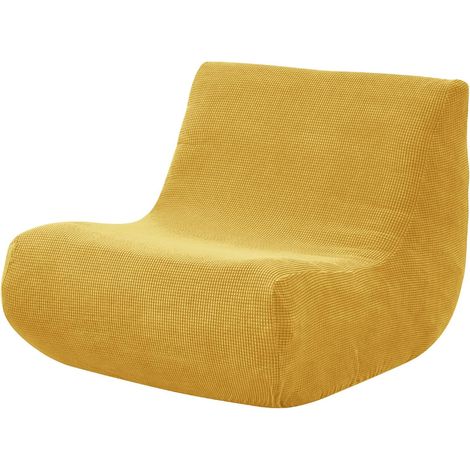Stretch Sofa Cover without Armrests, Jacquard Sofa Cover for Lazy Sofas, Pouffes, Tatami Reclining Armchairs 1 Seater – Yellow (1/5)