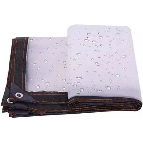 Bâche imperméable perforée transparente 2x2M matériau PVC pliable bâche extérieure imperméable, indéchirable et coupe-vent (corde blanche incluse) (1/4)