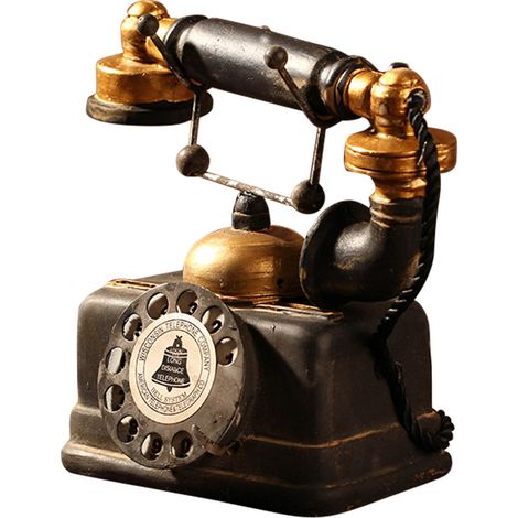 Téléphone Vintage Décoratif Usé, Résine et Métal Durable, Modèle de Téléphone Rétro pour Maison, Café, Bureau (1/5)