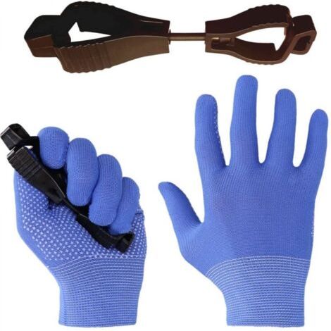 Lot de 12 paires de gants de travail à picots pour travaux légers avec pinces à gants(bleu) (1/4)