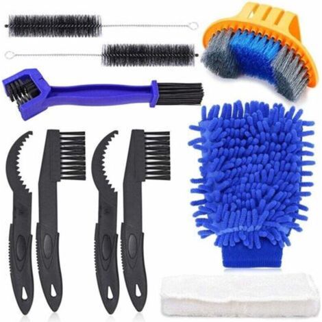 Bicyclette Outil de Nettoyage,10pcs Moto Chaîne de Vélo Outils de Nettoyage pour Chaîne/Manivelle/Pneu/Pignon Nettoyage de Saleté (1/4)