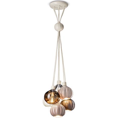 Lampadario Vintage Decò Afoxe' Alluminio Ceramica Vetro Mix 6 Luci E14 (1/3)