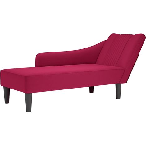Fauteuil relax Fauteuil long avec accoudoir droit rouge bordeaux velours (1/5)