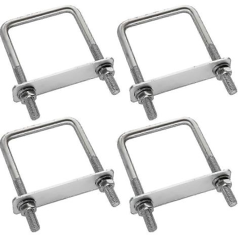 Lot de 4 boulons en U robustes, boulons carrés en acier inoxydable pour remorquage, réparation, bateau, voiture (1/4)