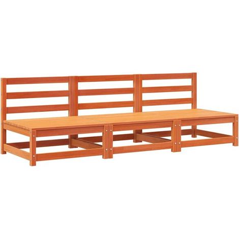 Ensemble de 2 Canapés de Jardin en Bois Massif de Pin, Couleur Marron Ciré (1/5)