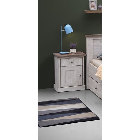 Chevet contemporain chêne blanc/marron Maxime (1/5)