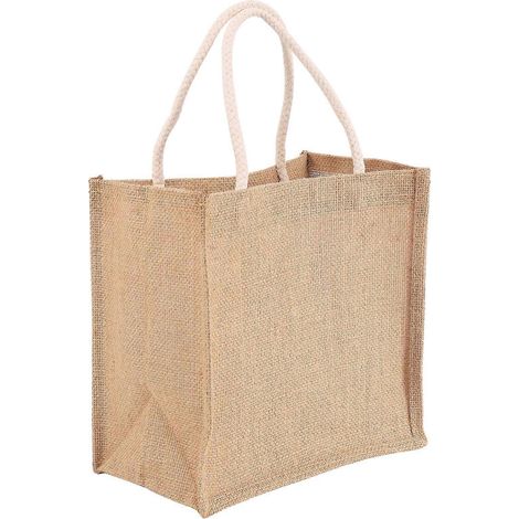 Sacs cabas réutilisables en toile de jute, grands sacs à provisions avec poignées pour femmes, taille M (1/5)